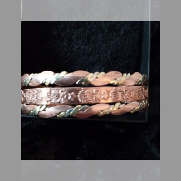 Copper/Silver Tone Twist Cuffed Bracelet - Picture 3 of 6